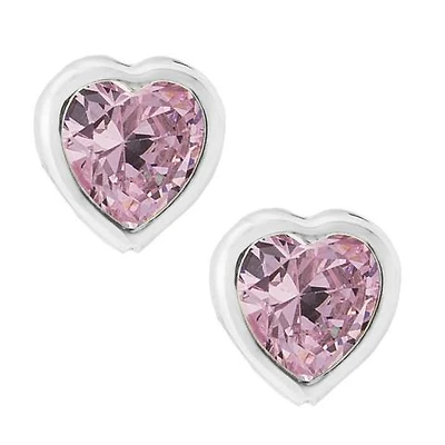 14K White Gold Pink Cubic Zirconia Studs with 14K Gold Filled Fluted Bell Backs