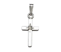 Children's Sterling Silver 15" Diamond Set Cross