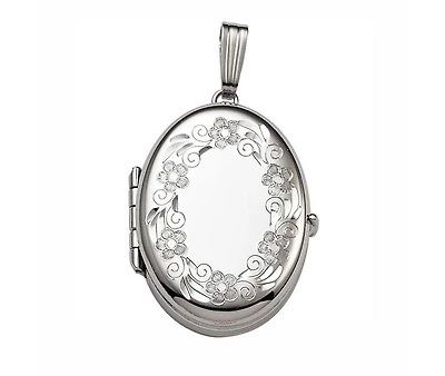 Sterling Silver 18" Oval 4-Picture Locket