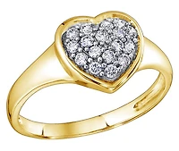 10K Yellow Gold Swarovski Cubic Zirconia Heart Ring
