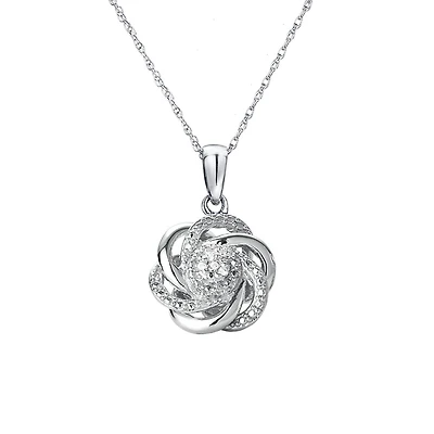 Sterling Silver Diamond Love Knot Pendant