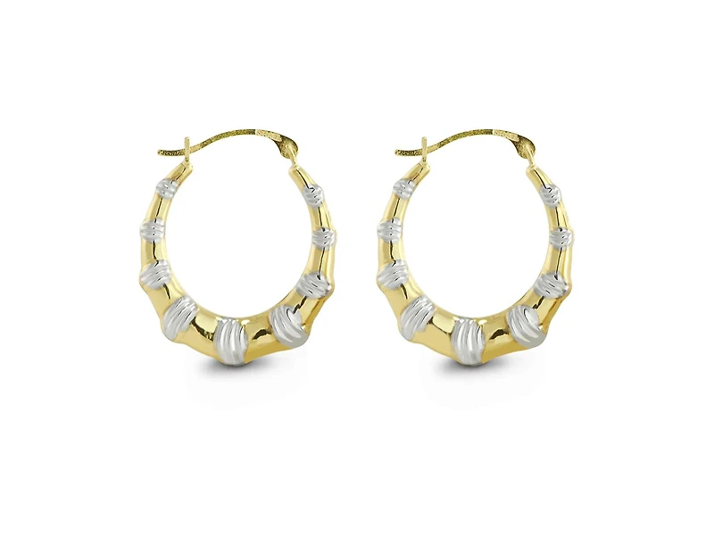 10K Two-Tone Gold Hoop Earrings