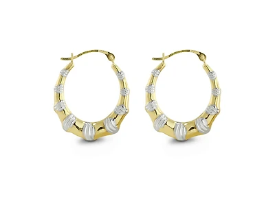 10K Two-Tone Gold Hoop Earrings