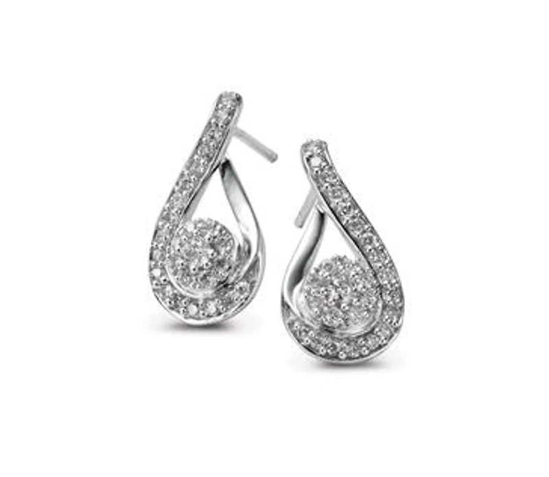 Love Hugs Sterling Silver Diamond Earrings