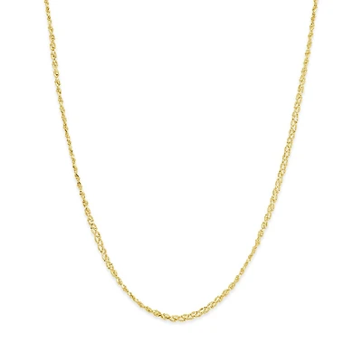 14K Yellow Gold Three Row Ball & Bead Twist Necklace
