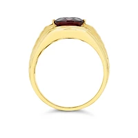 10K Yellow Gold Garnet & Diamond Men's Ring