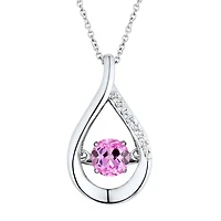 Sterling Silver Created Pink Sapphire & Cubic Zirconia Pendant