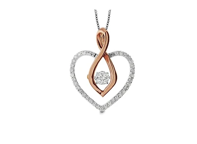 Dancing Diamond 0.25CTW Heart Pendant