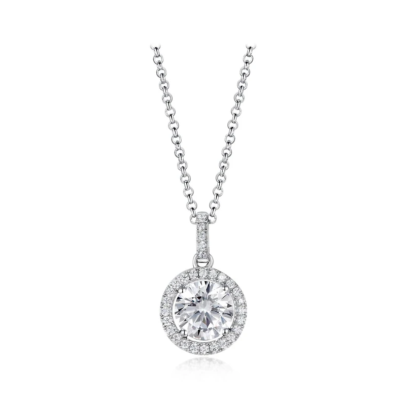 Sterling Silver Cubic Zirconia 19" Drop Pendant