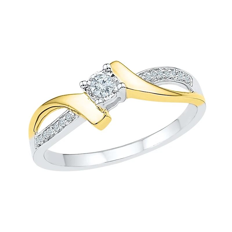 10K White & Yellow Gold 0.09CTW Diamond Promise Ring
