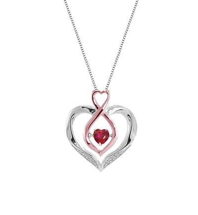 Sterling Silver Created Ruby & Created White Sapphire Heart Pendant