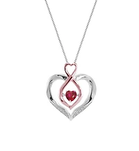 Sterling Silver Created Ruby & Created White Sapphire Heart Pendant