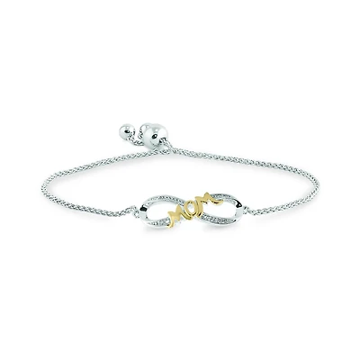 Sterling Silver & Yellow Gold Diamond Infinity Bracelet