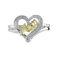 Sterling Silver & Yellow Gold 0.05CTW Mom Ring