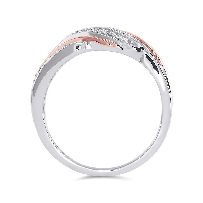 Sterling Silver and 10K Rose Gold 0.11CTW Fashion Ring