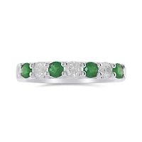 14K White Gold Emerald & 0.31CTW Diamond Ring