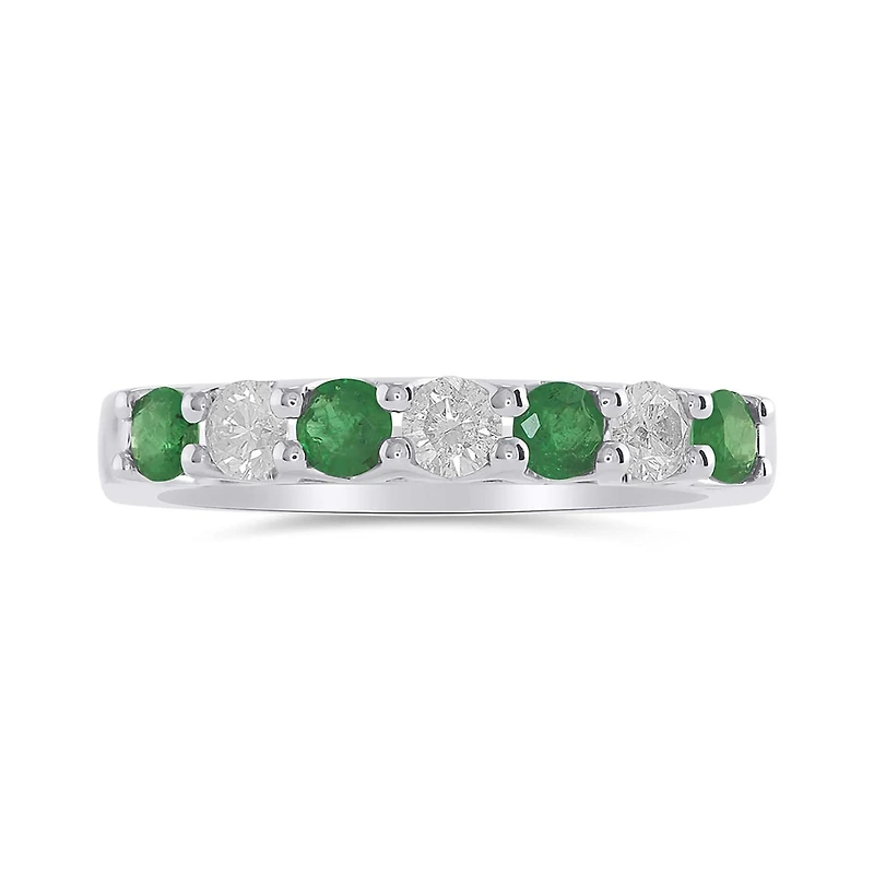 14K White Gold Emerald & 0.31CTW Diamond Ring