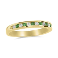 14K Yellow Gold Emerald & 0.13CTW Diamond Band
