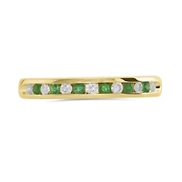 14K Yellow Gold Emerald & 0.13CTW Diamond Band