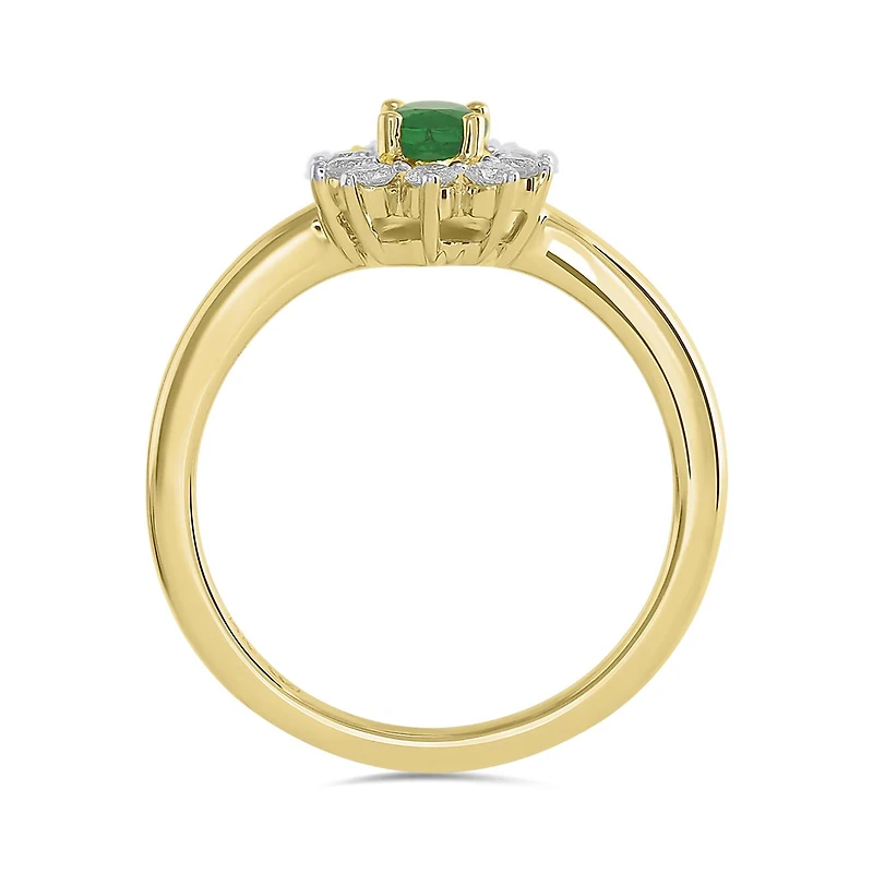 14K Yellow Gold Emerald & 0.31CTW Diamond Ring