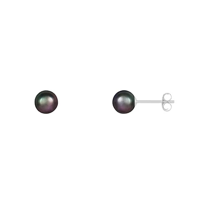 14K White Gold Round 5-6mm Pearl Stud Earrings