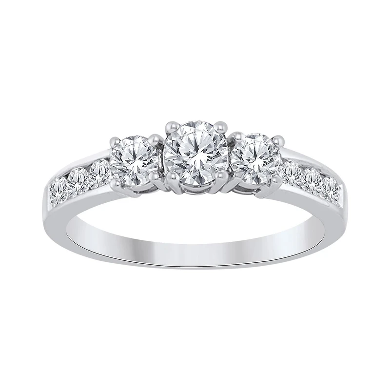 10K White Gold 1.00CTW Three-Stone Bridal Ring