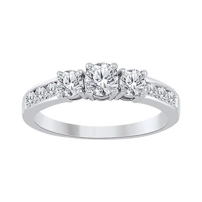 10K White Gold 1.00CTW Three-Stone Bridal Ring