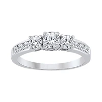 10K White Gold 1.00CTW Three-Stone Bridal Ring