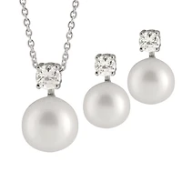 Cubic Zirconia Pearl 2 Piece Set
