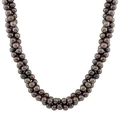 Triple Row Black Pearl Necklace