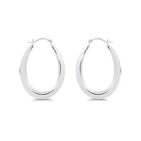14K White Gold Oval Hoop Earrings
