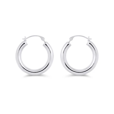 14K White Gold Polished Hoop Earrings