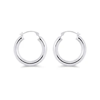 14K White Gold Polished Hoop Earrings