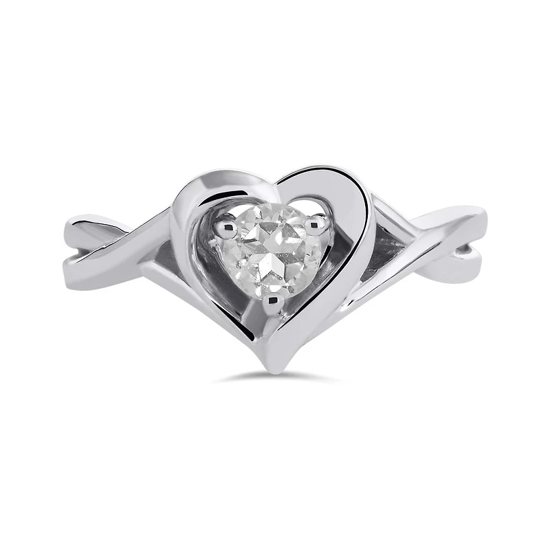 Sterling Silver White Topaz Heart Ring