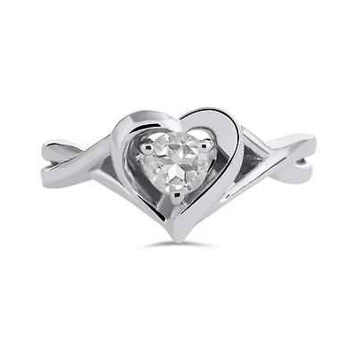 Sterling Silver White Topaz Heart Ring