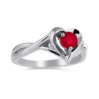 Sterling Silver Ruby Heart Ring