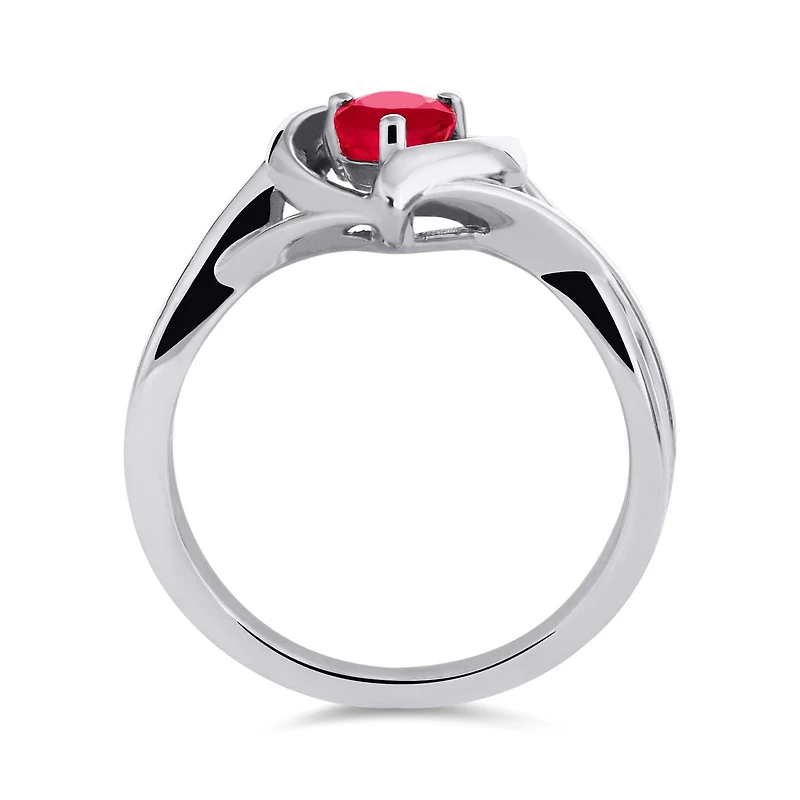 Sterling Silver Ruby Heart Ring