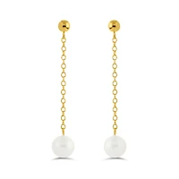 14K Yellow Gold Freshwater Pearl Drop Earrings