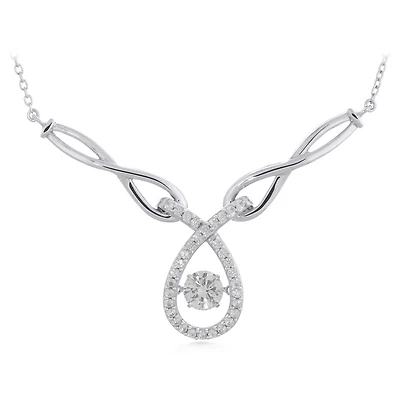 Sterling Silver Created White Sapphire Infinity Necklace