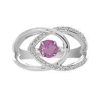 Sterling Silver Created Pink & Created White Sapphire Dancing Ring