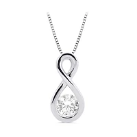 Sterling Silver Created White Sapphire Infinity Necklace and Earring Set
