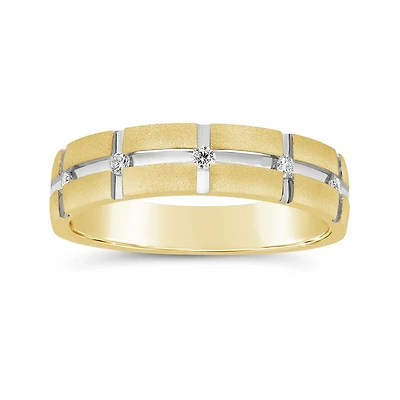Men's 10K Yellow & White Gold 0.10CTW Diamond Wedding Band