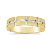 Men's 10K Yellow & White Gold 0.10CTW Diamond Wedding Band