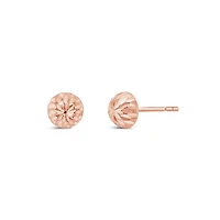 10K Rose Gold Diamond Cut Half Ball Earrings