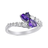 Sterling Silver Amethyst & Created White Sapphire Ring