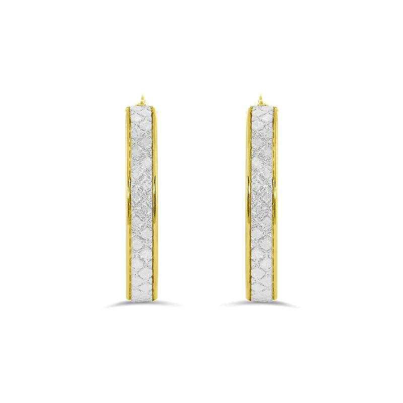 10K Yellow Gold Glitter Hoops