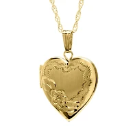 14K Yellow Gold Filled 18" Engraved Heart Locket