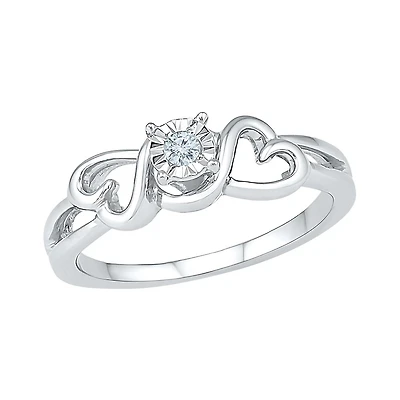 Sterling Silver 0.05CTW Diamond Promise Ring