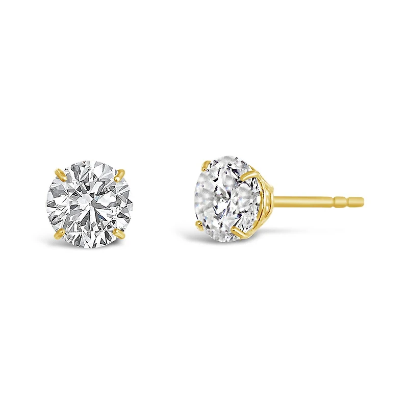 10K Yellow Gold 5mm Round Cubic Zirconia Studs