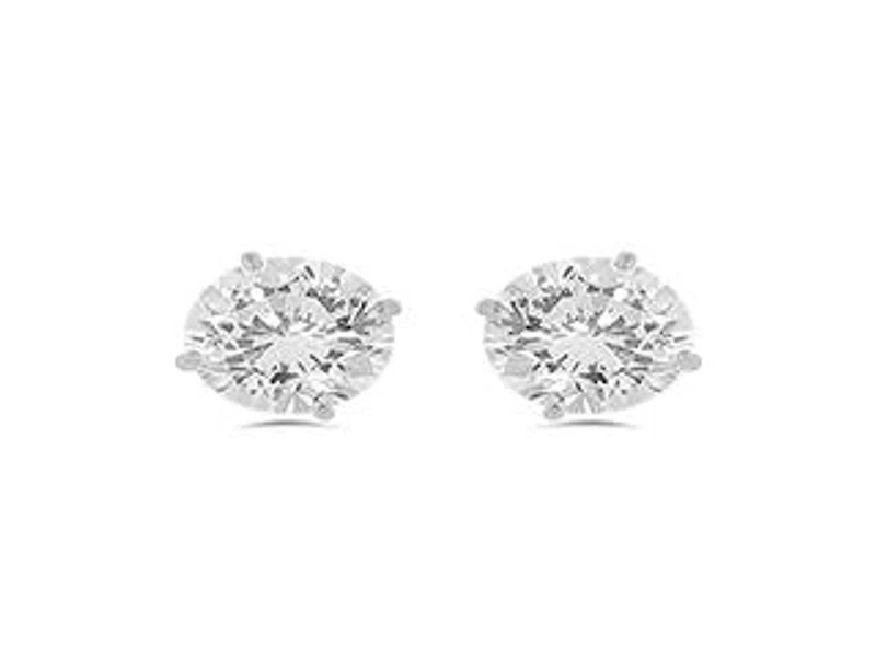 10K White Gold 5mm Round Cubic Zirconia Studs